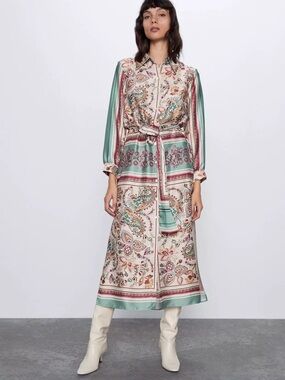ZARA FLORAL PAISLEY MAXI DRESS SPRING/SUMMER SATIN